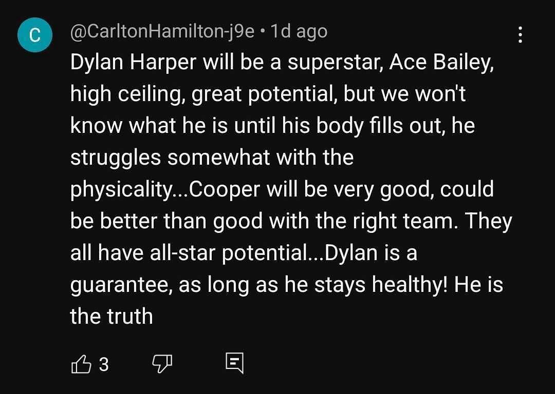 Fan reacts to Jeff Teague's thoughts on Cooper Flagg. (Screenshot via YouTube)